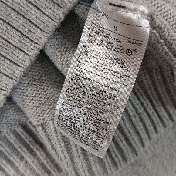 Gap Womens Sweater Cotten Knit Gray White Striped Crew Neck Casual Size M - Picture 5 of 10